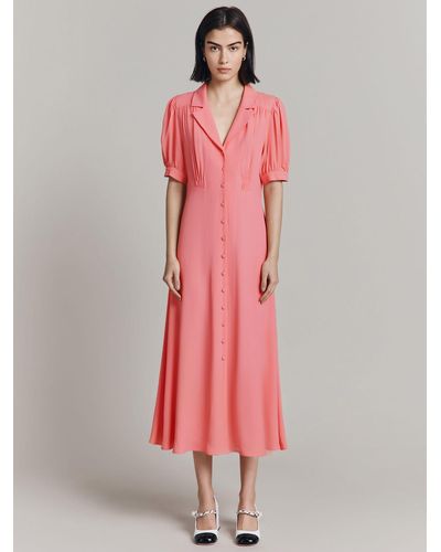 Ghost Simone Revere Collar Midi Dress - Pink
