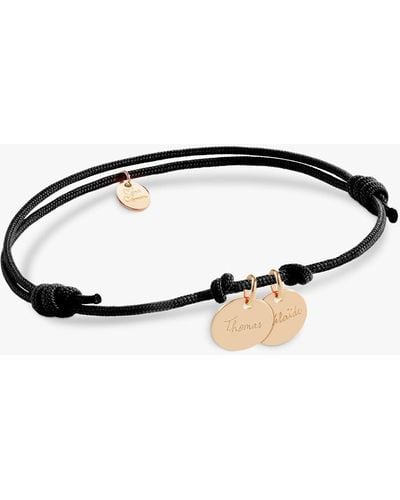 Merci Maman Personalised 2 Disc Charm Braided Bracelet - Black