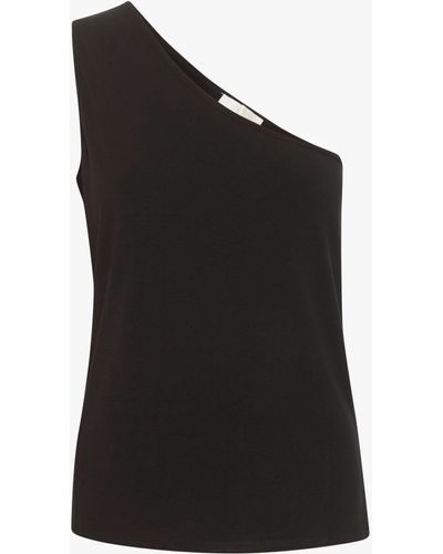 My Essential Wardrobe Nupti One Shoulder Slim Fit Top - Black
