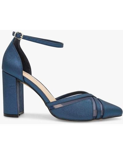 Paradox London Rhea Shimmer Block Heel Sandals - Blue