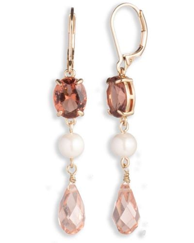 Ralph Lauren Lauren Pearl Bead Linear Drop Earrings - White