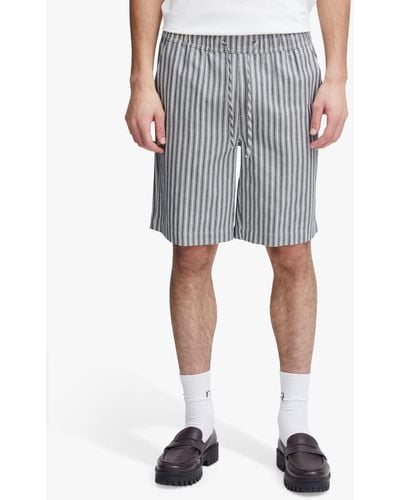 Casual Friday Phelix Linen Mix Striped Shorts - Grey