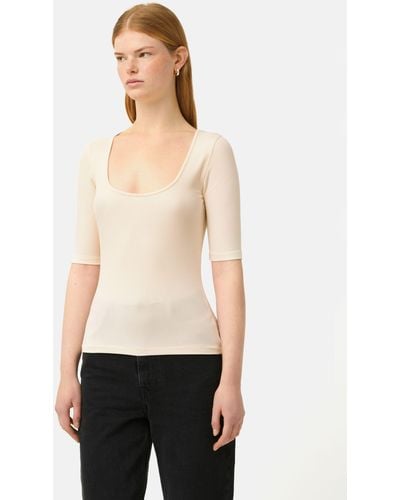 Jigsaw Scoop Neck Ribbed Top - Natural