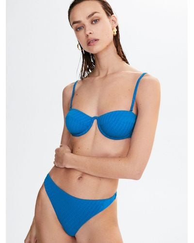 Mango Maca Textured Bikini Top - Blue