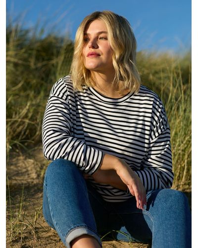 Live Unlimited Curve Stripe Jersey Relaxed Top - Blue