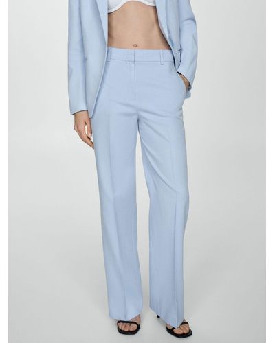 Mango Malaga Lyocell Suit Trousers - Blue