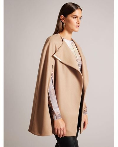 Ted Baker Valariy Wool And Cashmere Blend Cape - Natural