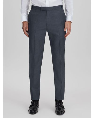 Reiss Humble - Airforce Blue Slim Fit Wool Side Adjuster Trousers
