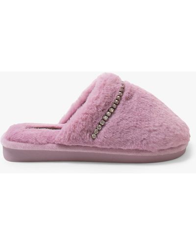 Pretty You London Gracie Embellished Mule Slippers - Pink
