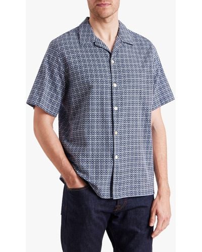 Paul Smith Short Sleeve Geo Shirt - Blue