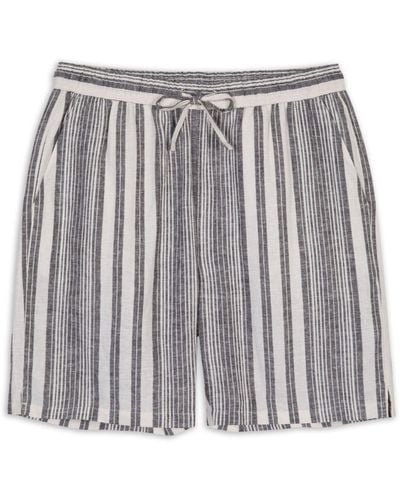 Chelsea Peers Linen Blend Stripe Shorts - Metallic