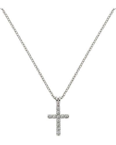 Melissa Odabash Crystal Cross Pendant Necklace - Metallic