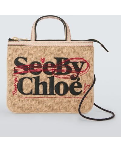 See By Chloé Logo Straw Tote Bag - Natural