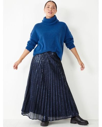 Hush Clio Ple Embellished Pleated Maxi Skirt - Blue