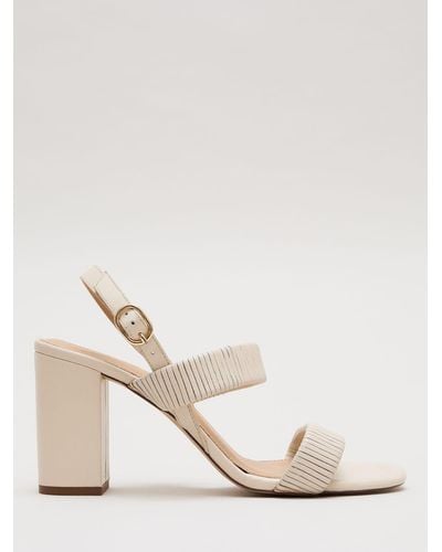 Phase Eight Leather Block Heel Sandals - Natural