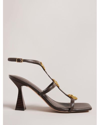Ted Baker Tayalin High Heel Leather Sandals - Natural