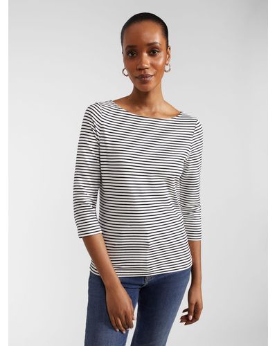 Hobbs Mallory Cotton Blend Striped Top - Grey