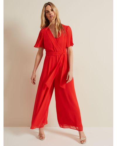 Phase Eight Kendall Pleat Detail Jumpsuit - Red