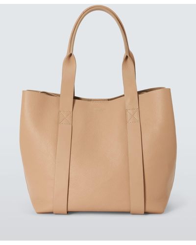 John Lewis Luxe Leather Tote Bag - Natural
