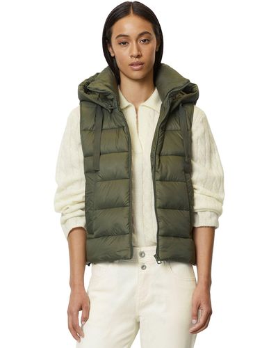 Marc O' Polo Hooded Puffer Quilt Gilet - Green