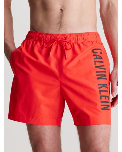 Calvin Klein Double Waistband Swim Shorts - Red
