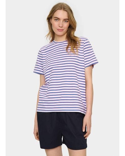 Saint Tropez Emilia Cotton Blend Striped T-shirt - Purple