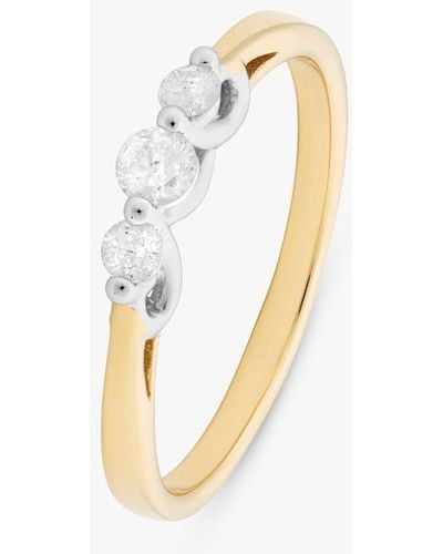 L & T Heirlooms Second Hand 9ct Two Tone Gold Trilogy Diamond Ring - White