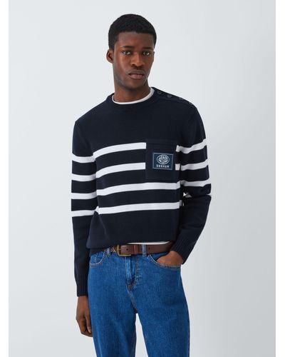 Armor Lux X Denham Pull Stripe Jumper - Blue