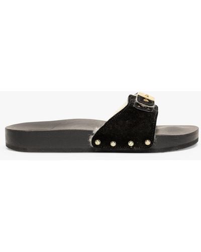 Scholl Pescura Suede Wool-lined Sandals - Black