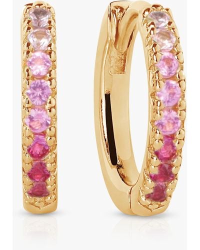 Sif Jakobs Jewellery Pink Zirconia Small Hoop Earrings - White