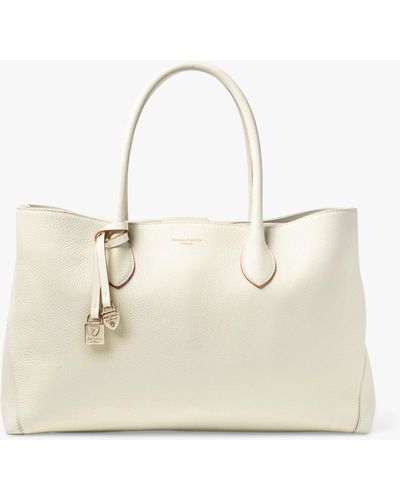 Aspinal of London Large London Pebble Leather Tote Bag - White