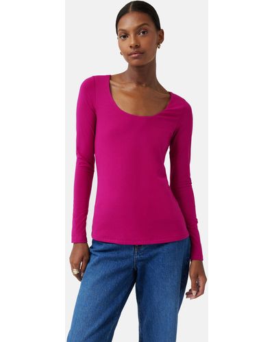 Jigsaw Double Front Ballet Neck Tee - Pink