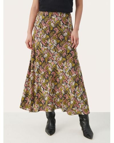 Part Two Rin Leaf Print Maxi Skirt - Brown