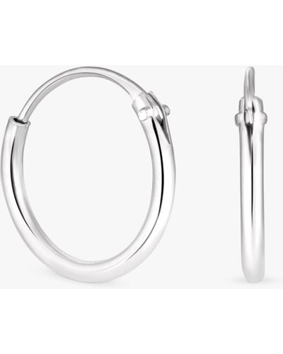 Simply Silver Small Polished Sleeper Hoop Earrings - Metallic