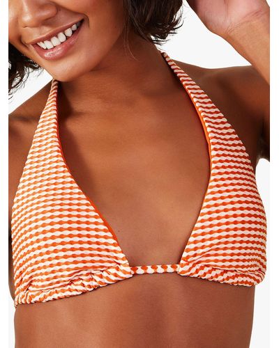 Accessorize Wavy Stripe Triangle Bikini Top - Orange