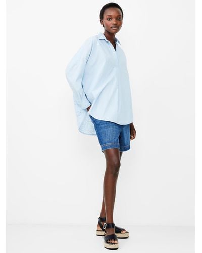 French Connection Appelona Broderie Anglaise Back Shirt - Blue