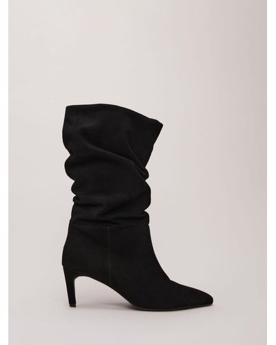 Phase Eight Suede Ruched Boots - Black