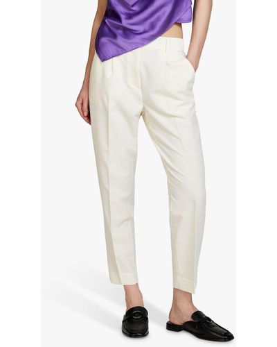 Sisley Plain Tailored Cropped Trousers - White