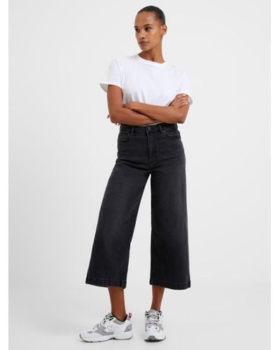 French Connection Stretch Wide Culotte Trousers - White