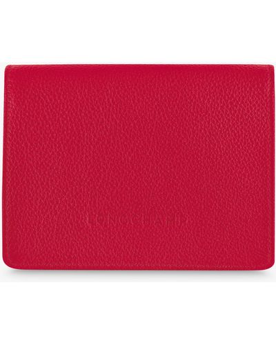 Longchamp Le Foulonné Compact Leather Wallet - Red