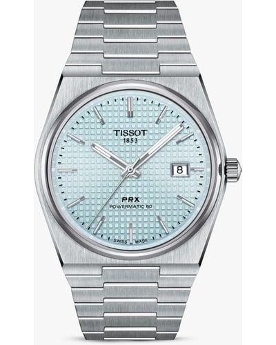 Tissot T1374071135100 Prx Powermatic 80 Honeycomb Dial Bracelet Strap Watch - Blue