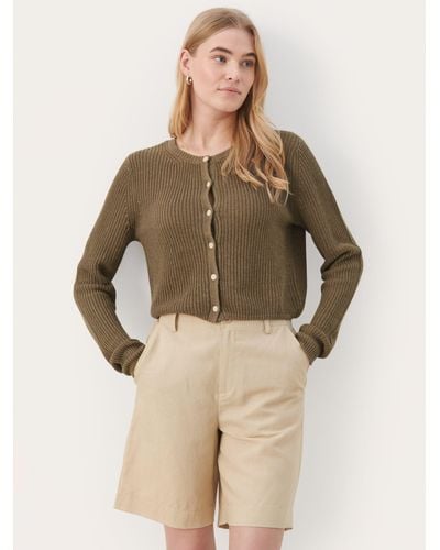 Part Two Gigia Cropped Round Neck Cardigan - Natural