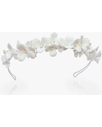 Ivory & Co. Wildflower Silver Plated Floral Tiara - White