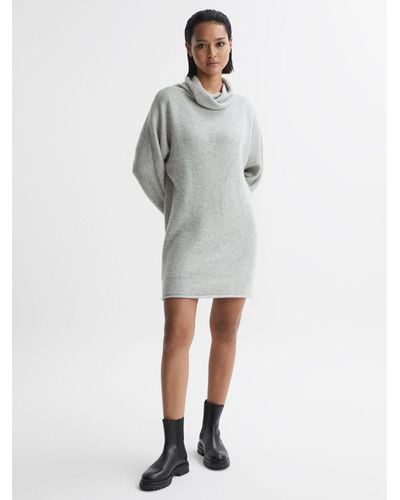 Reiss Sami Wool Blend Mini Jumper Dress - Grey