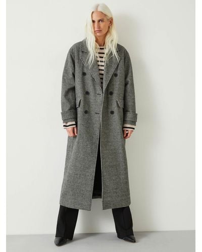 Hush Rose Double Breasted Houndstooth Coat - Grey
