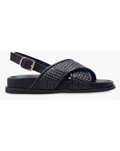Moda In Pelle Olympe Leather Woven Sandals - Blue
