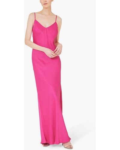 Maids To Measure Stella Sleeveless Satin Maxi Dress - Pink