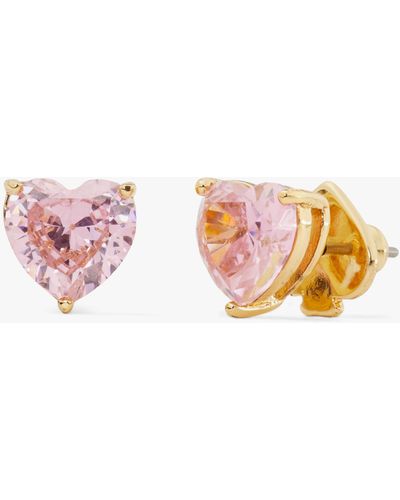 Kate Spade Cubic Zirconia Heart Stud Earrings - Pink