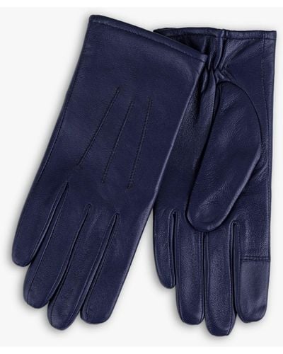 Totes Three Point Water Repellent Leather Gloves - Blue