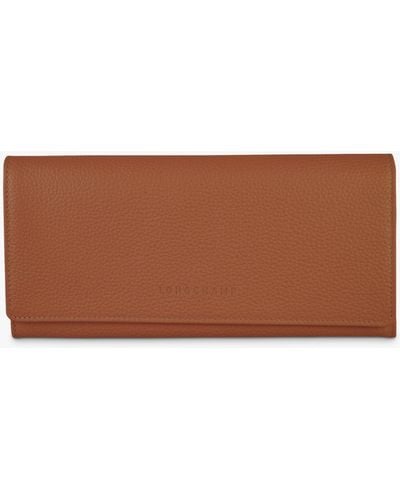 Longchamp Le Foulonné Continental Leather Wallet - Brown